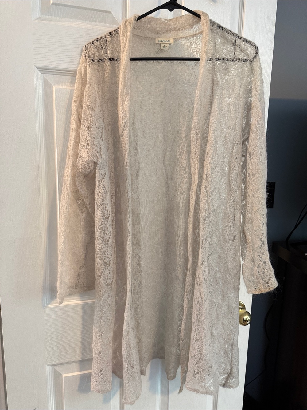 Sundance Open-Front Crothet Cardigan in Soft Cream